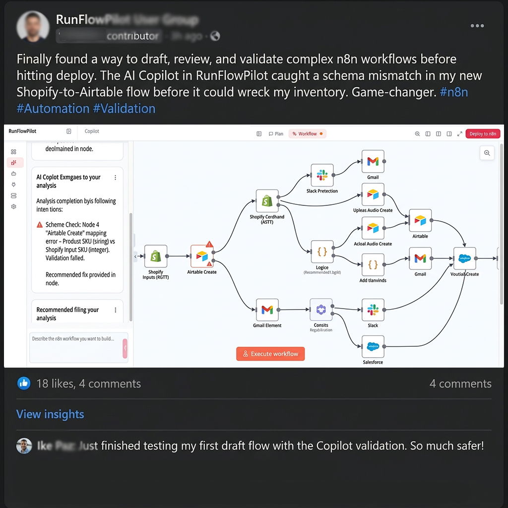 Illustrative example 2: workflow mockup (not a verified customer result)