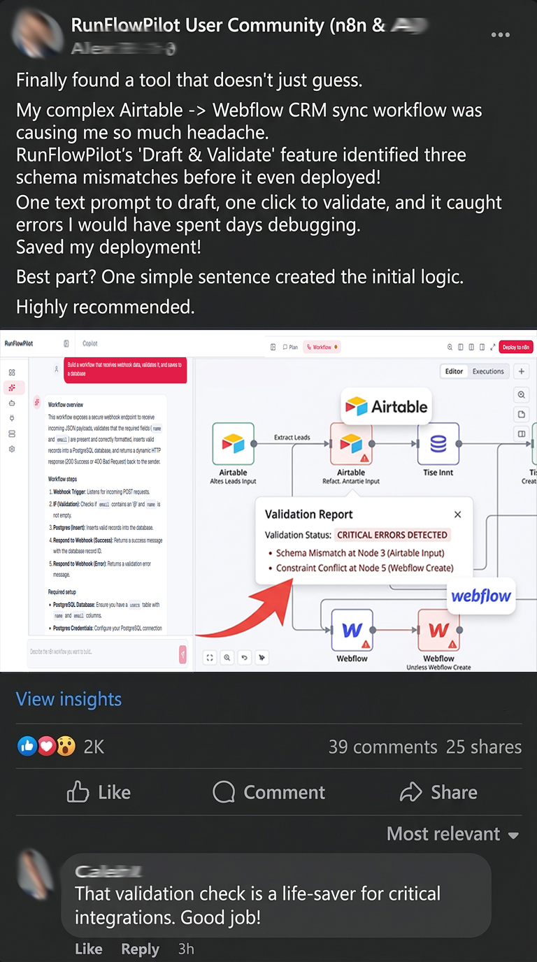 Illustrative example 3: workflow mockup (not a verified customer result)