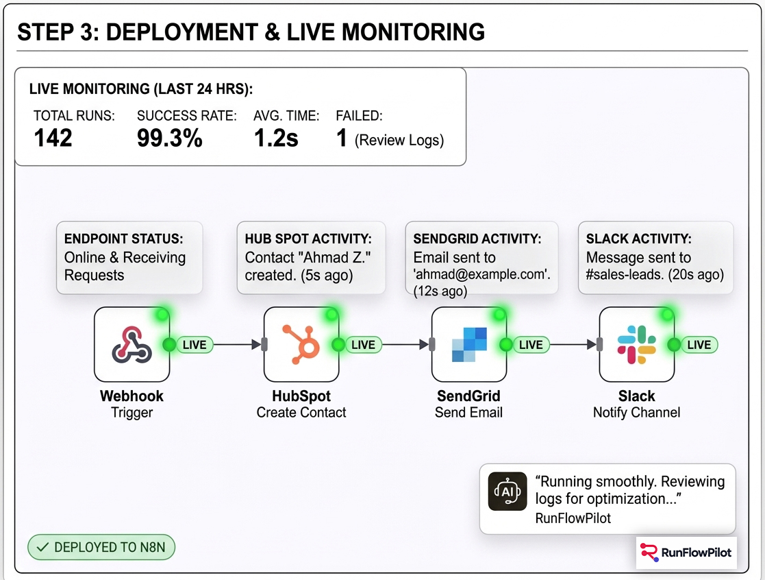Illustrative concept: deployment and monitoring (not a product screenshot)
